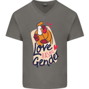 LGBT Love Has No Gender Gay Pride Day Mens V-Neck Cotton T-Shirt Charcoal
