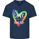 LGBT Love Has No Gender Gay Pride Day Mens V-Neck Cotton T-Shirt Navy Blue