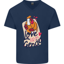 LGBT Love Has No Gender Gay Pride Day Mens V-Neck Cotton T-Shirt Navy Blue