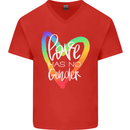 LGBT Love Has No Gender Gay Pride Day Mens V-Neck Cotton T-Shirt Red