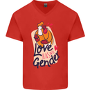 LGBT Love Has No Gender Gay Pride Day Mens V-Neck Cotton T-Shirt Red