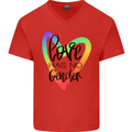 LGBT Love Has No Gender Gay Pride Day Mens V-Neck Cotton T-Shirt Red