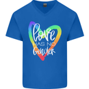 LGBT Love Has No Gender Gay Pride Day Mens V-Neck Cotton T-Shirt Royal Blue
