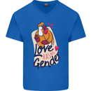 LGBT Love Has No Gender Gay Pride Day Mens V-Neck Cotton T-Shirt Royal Blue