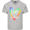 LGBT Love Has No Gender Gay Pride Day Mens V-Neck Cotton T-Shirt Sports Grey