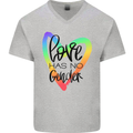 LGBT Love Has No Gender Gay Pride Day Mens V-Neck Cotton T-Shirt Sports Grey