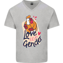 LGBT Love Has No Gender Gay Pride Day Mens V-Neck Cotton T-Shirt Sports Grey