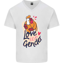 LGBT Love Has No Gender Gay Pride Day Mens V-Neck Cotton T-Shirt White