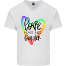 LGBT Love Has No Gender Gay Pride Day Mens V-Neck Cotton T-Shirt White