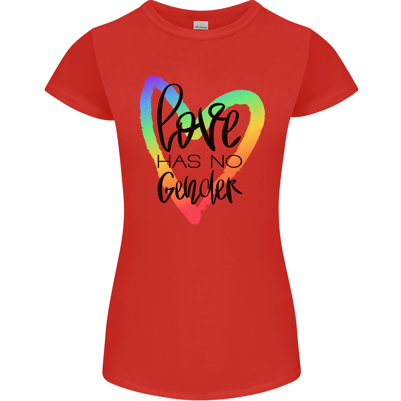 LGBT Love Has No Gender Gay Pride Day Womens Petite Cut T-Shirt Red