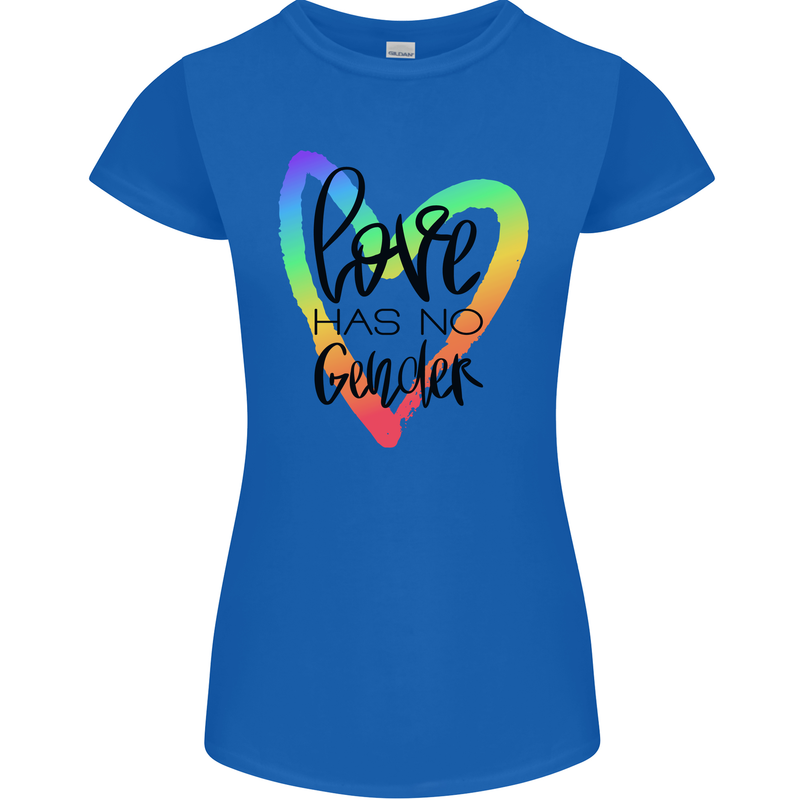 LGBT Love Has No Gender Gay Pride Day Womens Petite Cut T-Shirt Royal Blue