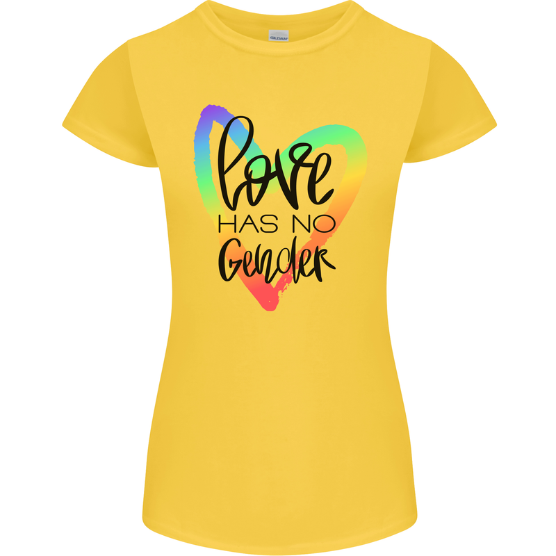 LGBT Love Has No Gender Gay Pride Day Womens Petite Cut T-Shirt Yellow