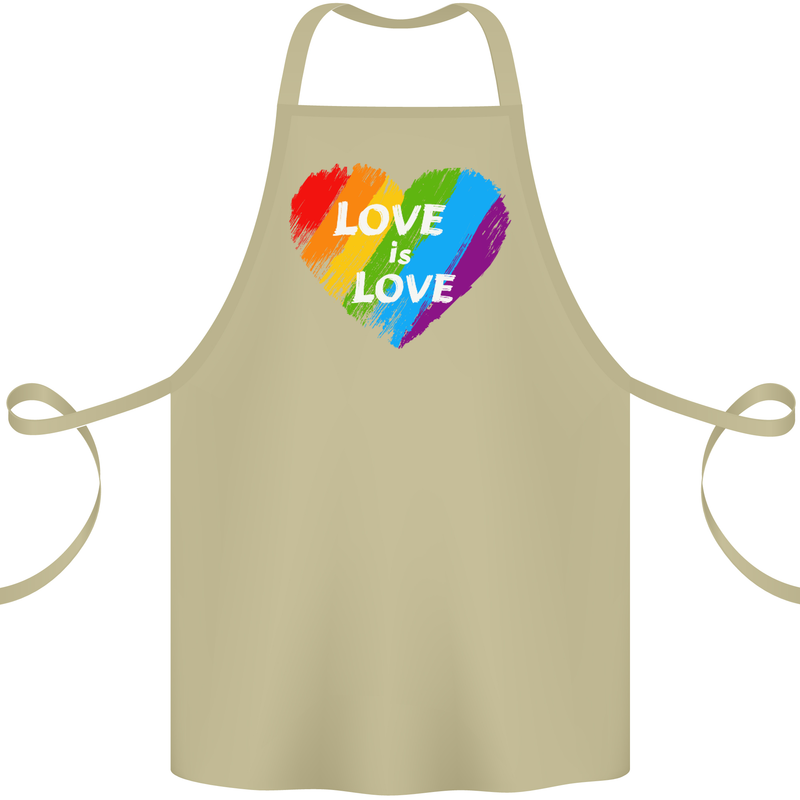 LGBT Love Is Love Gay Pride Day Awareness Cotton Apron 100% Organic Khaki