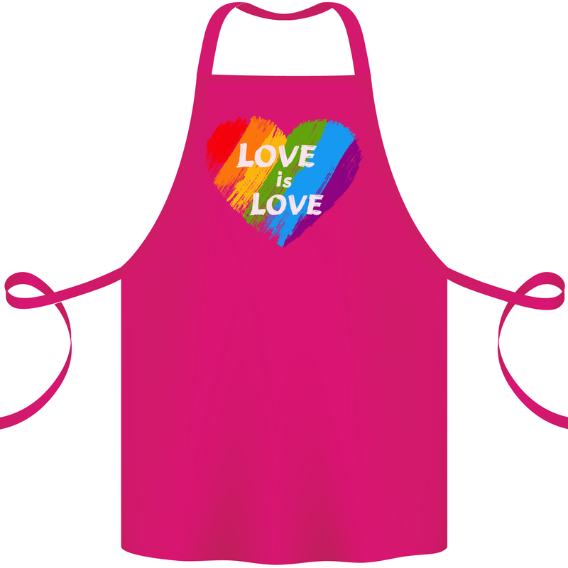 LGBT Love Is Love Gay Pride Day Awareness Cotton Apron 100% Organic Pink