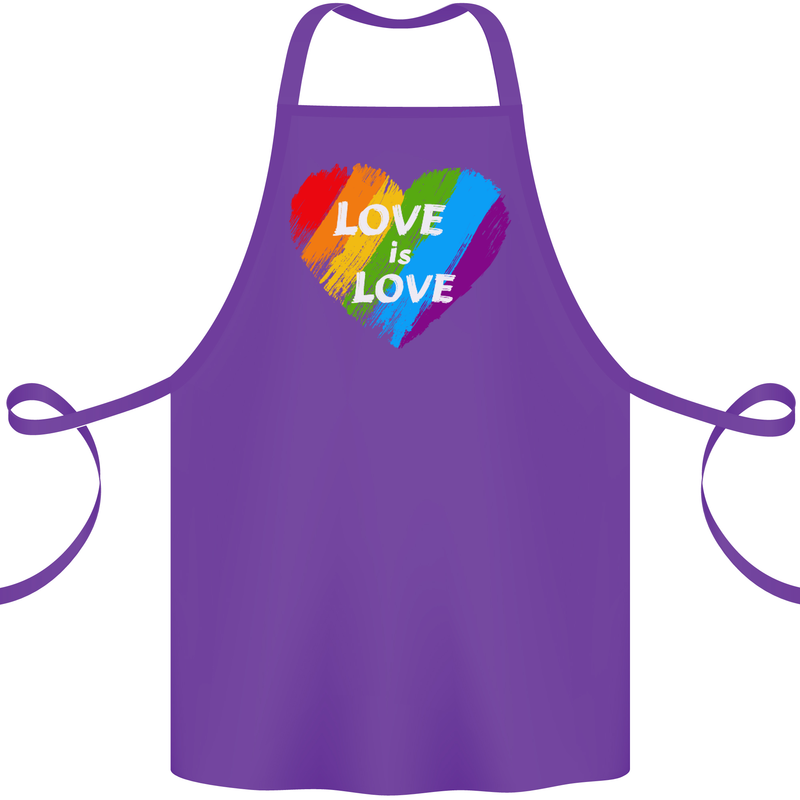 LGBT Love Is Love Gay Pride Day Awareness Cotton Apron 100% Organic Purple