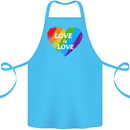 LGBT Love Is Love Gay Pride Day Awareness Cotton Apron 100% Organic Turquoise