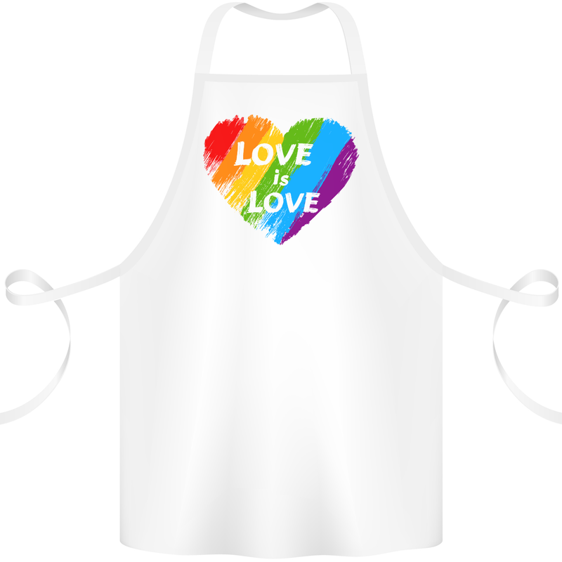 LGBT Love Is Love Gay Pride Day Awareness Cotton Apron 100% Organic White