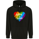 LGBT Love Is Love Gay Pride Day Awareness Mens 80% Cotton Hoodie Black