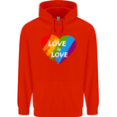 LGBT Love Is Love Gay Pride Day Awareness Mens 80% Cotton Hoodie Bright Red