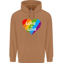 LGBT Love Is Love Gay Pride Day Awareness Mens 80% Cotton Hoodie Caramel Latte