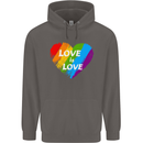 LGBT Love Is Love Gay Pride Day Awareness Mens 80% Cotton Hoodie Charcoal