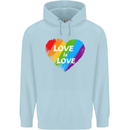 LGBT Love Is Love Gay Pride Day Awareness Mens 80% Cotton Hoodie Light Blue
