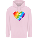 LGBT Love Is Love Gay Pride Day Awareness Mens 80% Cotton Hoodie Light Pink