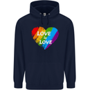 LGBT Love Is Love Gay Pride Day Awareness Mens 80% Cotton Hoodie Navy Blue