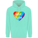 LGBT Love Is Love Gay Pride Day Awareness Mens 80% Cotton Hoodie Peppermint