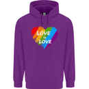 LGBT Love Is Love Gay Pride Day Awareness Mens 80% Cotton Hoodie Purple