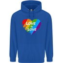 LGBT Love Is Love Gay Pride Day Awareness Mens 80% Cotton Hoodie Royal Blue