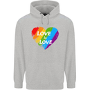 LGBT Love Is Love Gay Pride Day Awareness Mens 80% Cotton Hoodie Sports Grey
