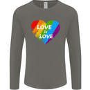 LGBT Love Is Love Gay Pride Day Awareness Mens Long Sleeve T-Shirt Charcoal