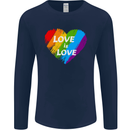 LGBT Love Is Love Gay Pride Day Awareness Mens Long Sleeve T-Shirt Navy Blue