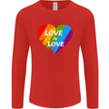 LGBT Love Is Love Gay Pride Day Awareness Mens Long Sleeve T-Shirt Red