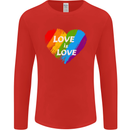 LGBT Love Is Love Gay Pride Day Awareness Mens Long Sleeve T-Shirt Red