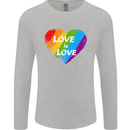 LGBT Love Is Love Gay Pride Day Awareness Mens Long Sleeve T-Shirt Sports Grey
