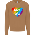 LGBT Love Is Love Gay Pride Day Awareness Mens Sweatshirt Jumper Caramel Latte