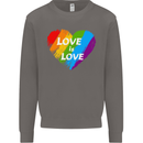 LGBT Love Is Love Gay Pride Day Awareness Mens Sweatshirt Jumper Charcoal