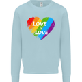 LGBT Love Is Love Gay Pride Day Awareness Mens Sweatshirt Jumper Light Blue