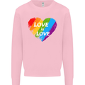 LGBT Love Is Love Gay Pride Day Awareness Mens Sweatshirt Jumper Light Pink