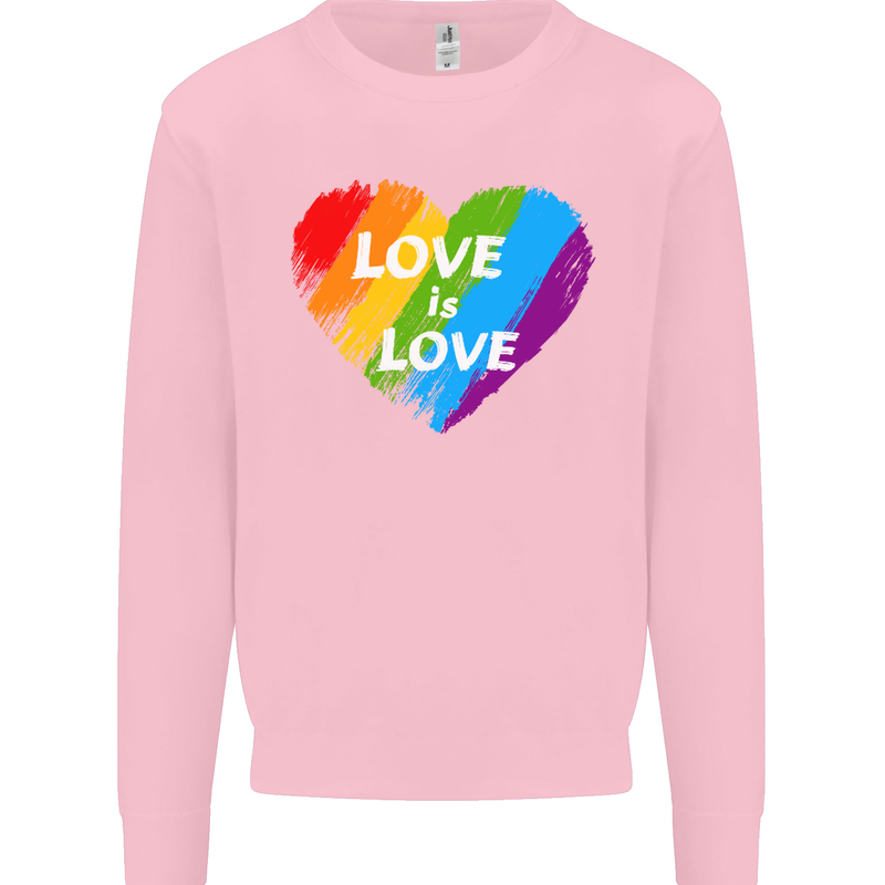 LGBT Love Is Love Gay Pride Day Awareness Mens Sweatshirt Jumper Light Pink