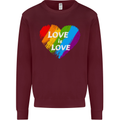 LGBT Love Is Love Gay Pride Day Awareness Mens Sweatshirt Jumper Maroon