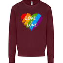LGBT Love Is Love Gay Pride Day Awareness Mens Sweatshirt Jumper Maroon
