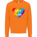 LGBT Love Is Love Gay Pride Day Awareness Mens Sweatshirt Jumper Orange