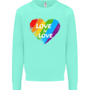 LGBT Love Is Love Gay Pride Day Awareness Mens Sweatshirt Jumper Peppermint