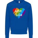 LGBT Love Is Love Gay Pride Day Awareness Mens Sweatshirt Jumper Royal Blue