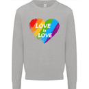 LGBT Love Is Love Gay Pride Day Awareness Mens Sweatshirt Jumper Sports Grey