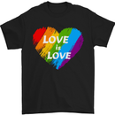 LGBT Love Is Love Gay Pride Day Awareness Mens T-Shirt Cotton Gildan Black