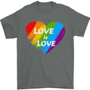 LGBT Love Is Love Gay Pride Day Awareness Mens T-Shirt Cotton Gildan Charcoal